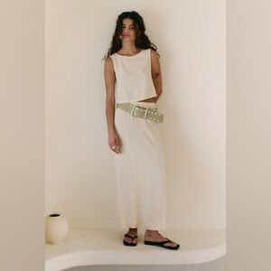 Free People Cream Maxi Skirt Two-Piece Set